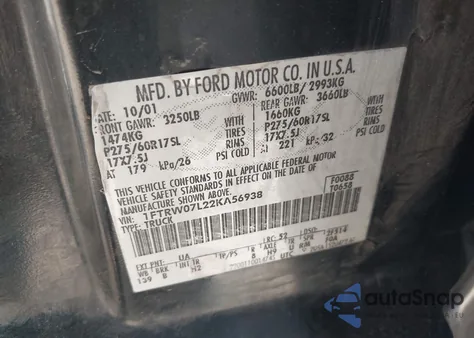 2002 Ford F-150 Lariat/Xlt z USA, uszkodzony, nr VIN 1FTRW07L22KA56938